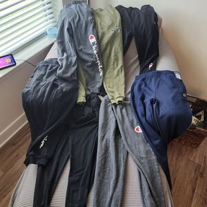 Lot of 7 Champion Sweatpants Assortment - Black, Gray, Navy, Olive